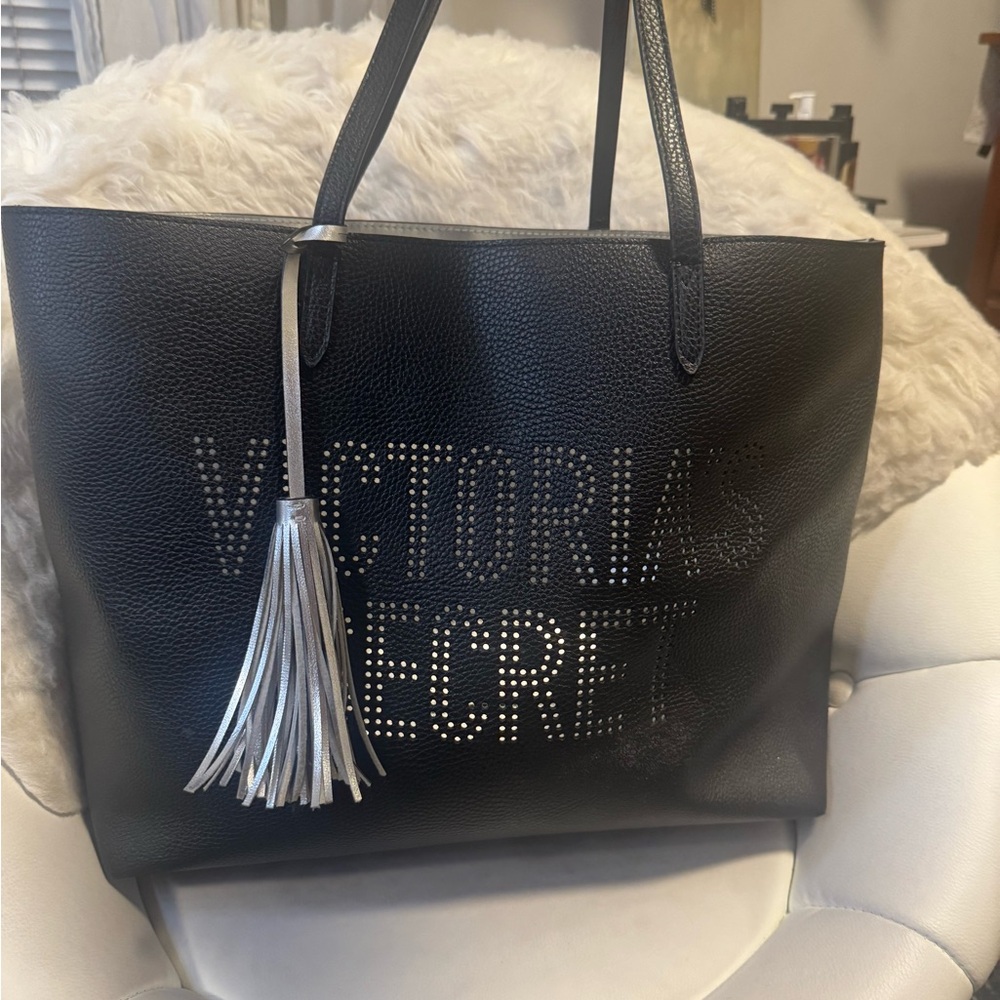 Victoria's Secret Black Tote with Silver Tassel